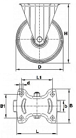 RVS bokwiel – plaat - polyamide wiel RVS bokwiel – plaat - polyamide wiel